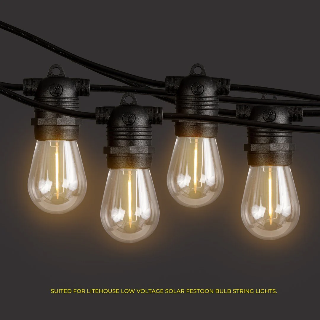 2m Extension Cord for Solar Festoon Bulb String Lights - 5V, Black - Image 4